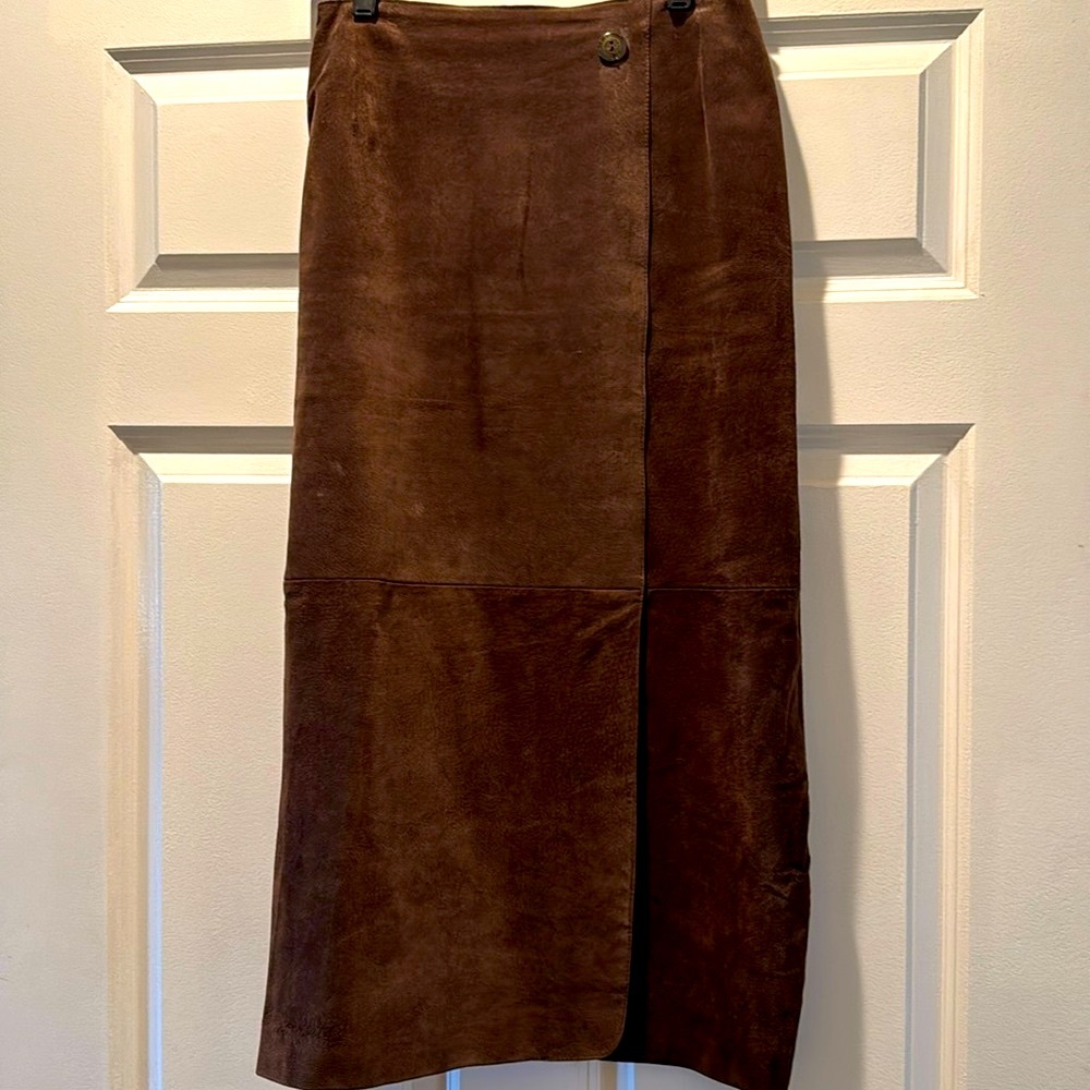 Suede long skirt